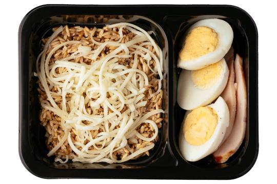 Каша овсяная с ветчиной, сыром и яйцом